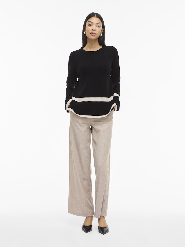 VIRIL O-NECK OVERSIZE L/S KNIT TOP - Black