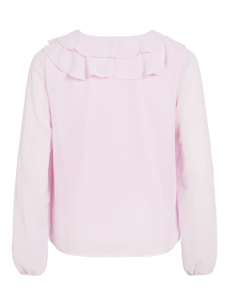 VIANE L/S V-NECK FRILL TOP - Cherry Blossom