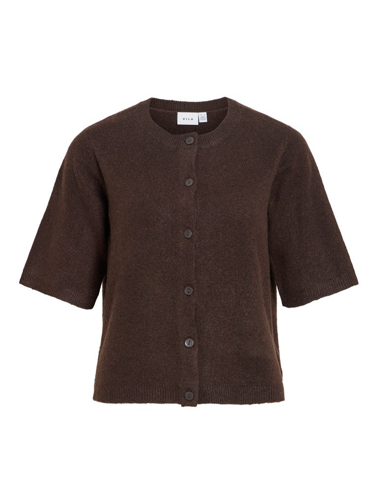 VILIGA 2/4 O-NECK KNIT CARDIGAN - Coffee Bean
