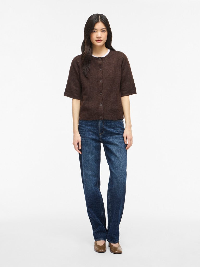 VILIGA 2/4 O-NECK KNIT CARDIGAN - Coffee Bean