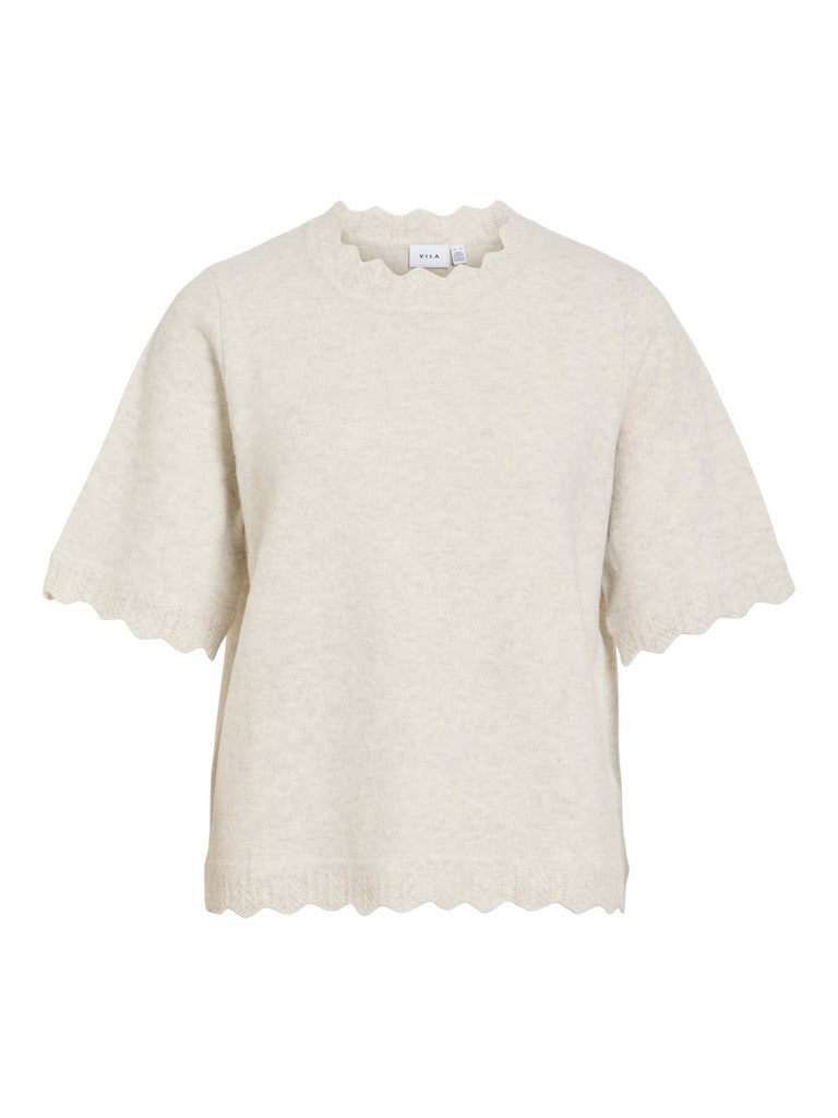VINIKOLINA O-NECK 2/4 KNIT TOP - Super Light Natural Mel.
