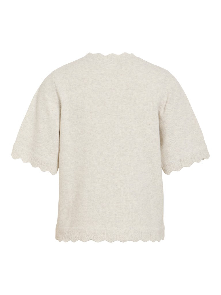 VINIKOLINA O-NECK 2/4 KNIT TOP - Super Light Natural Mel.