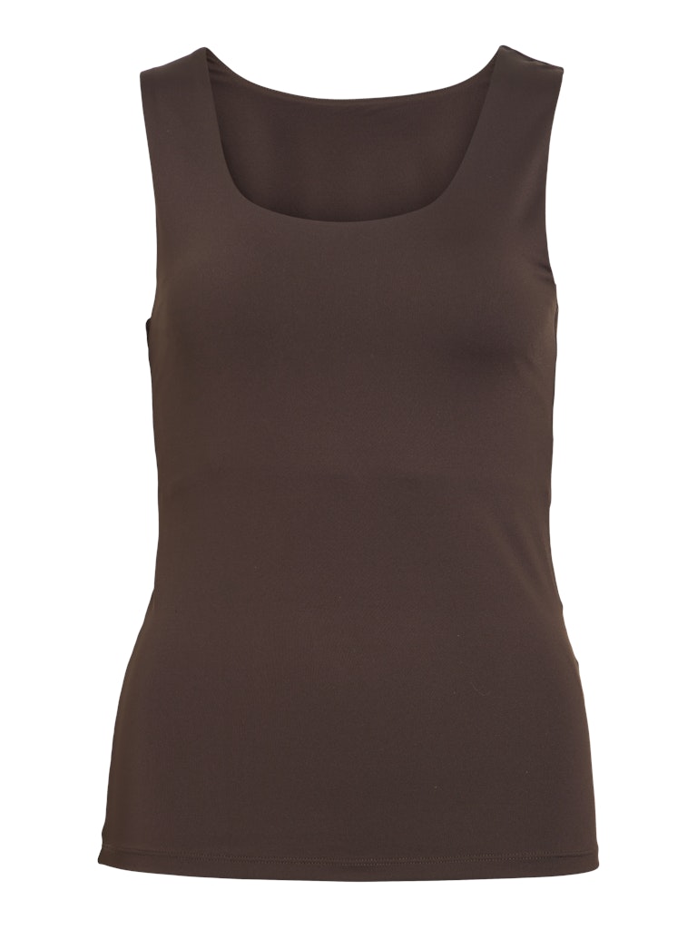VIKENZA U-NECK S/L TANK TOP - Coffee Bean