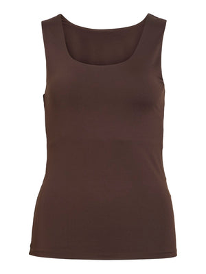 VIKENZA U-NECK S/L TANK TOP - Coffee Bean