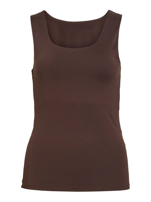 VIKENZA U-NECK S/L TANK TOP - Coffee Bean
