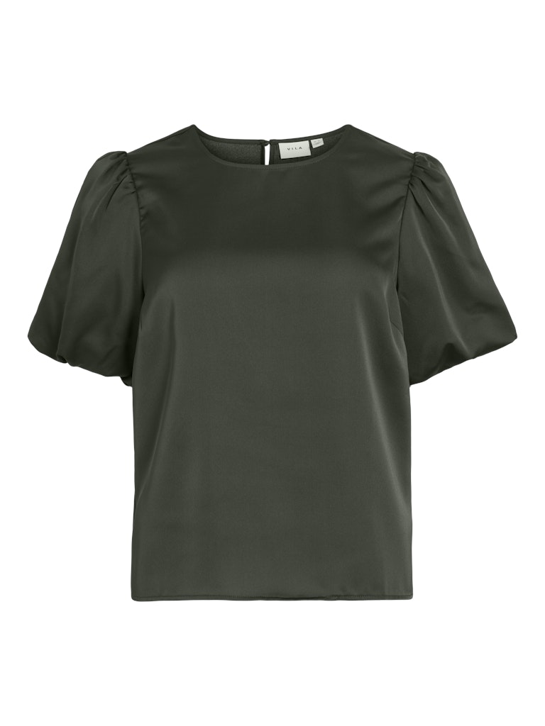 VIELLETTE 2/4 SATIN PUFF TOP - Forest Night