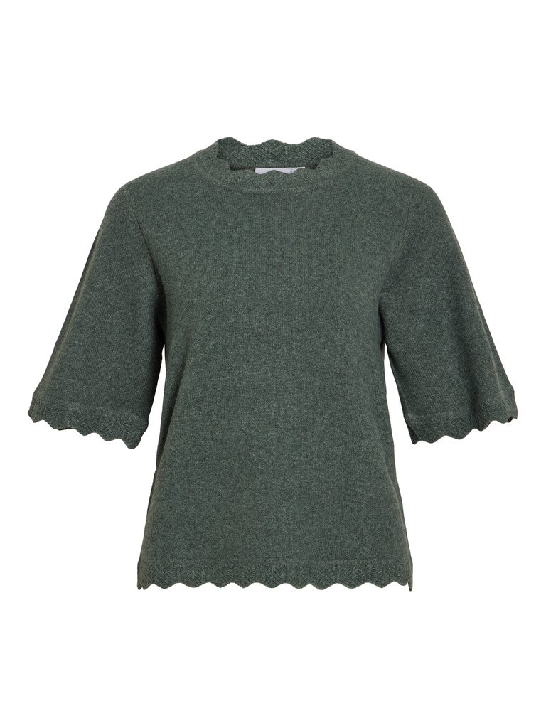 VINIKOLINA O-NECK 2/4 KNIT TOP - Balsam Green