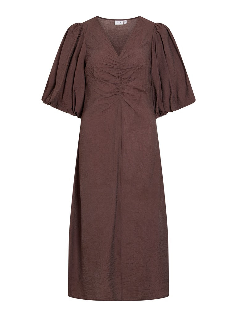 VIGOLA 2/4 V-NECK MIDI DRESS - Coffee Bean