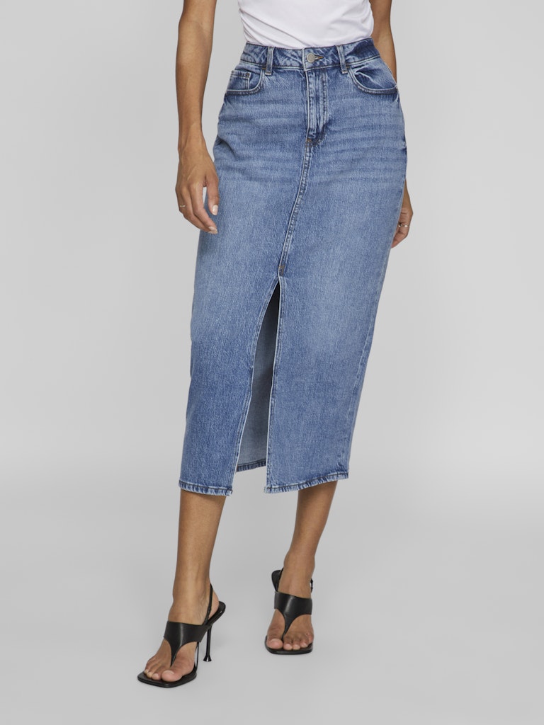 VIJAF HW MIDI DENIM SKIRT-Medium Blue Denim