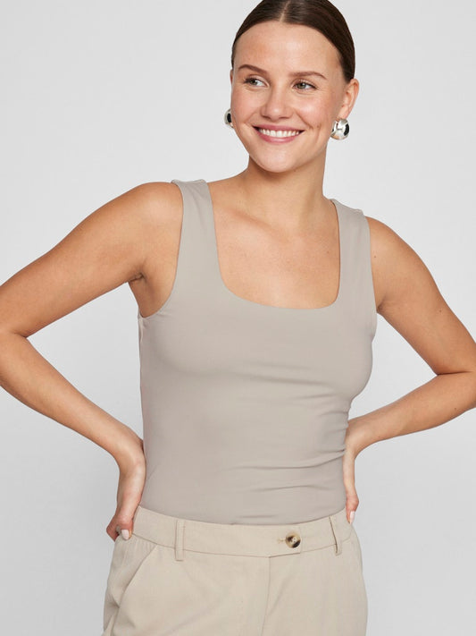 VIKENZA U-NECK S/L TANK TOP - Silver Gray