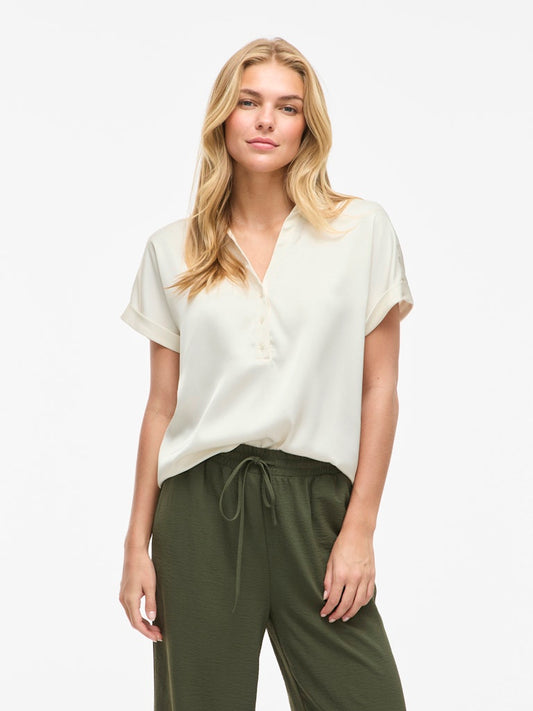 VIENNA RAVENNA S/S TOP - Cloud Dancer