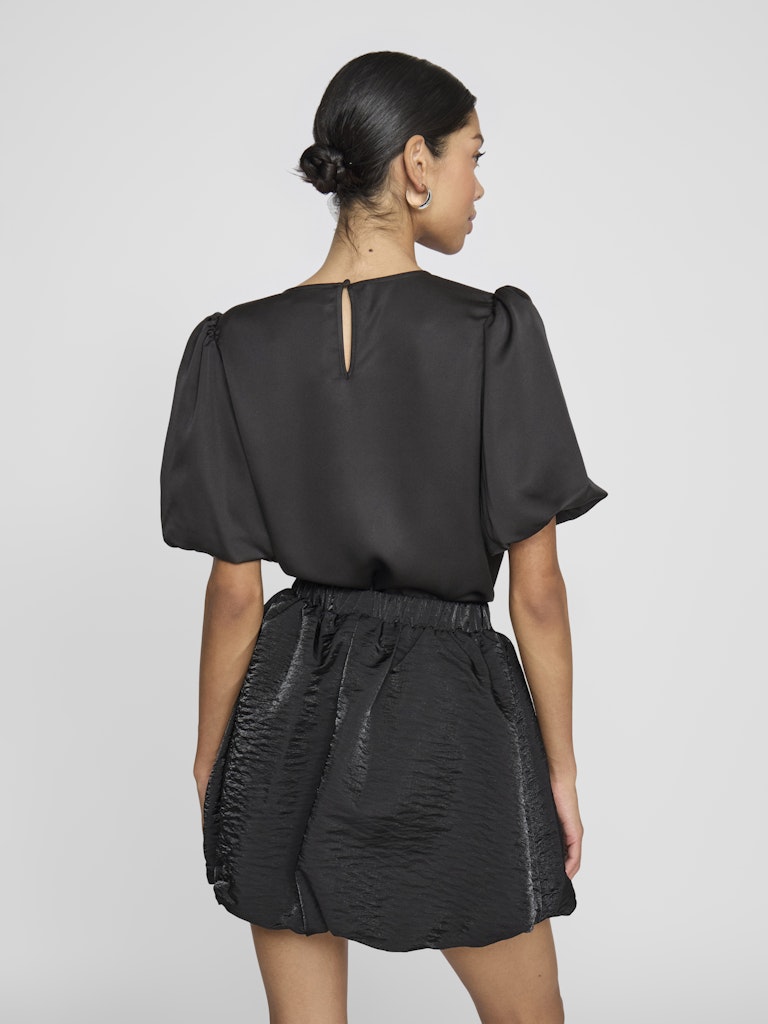 VIELLETTE 2/4 SATIN PUFF TOP - Black