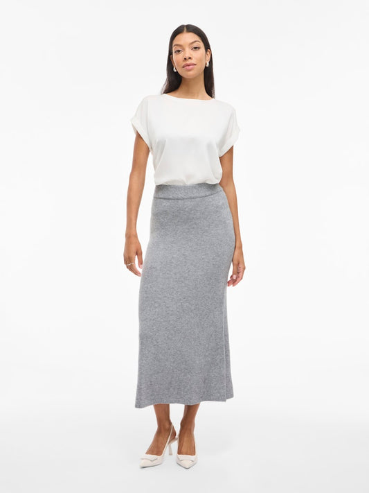 VIRIL ANKLE KNIT SKIRT - Medium Grey Melange