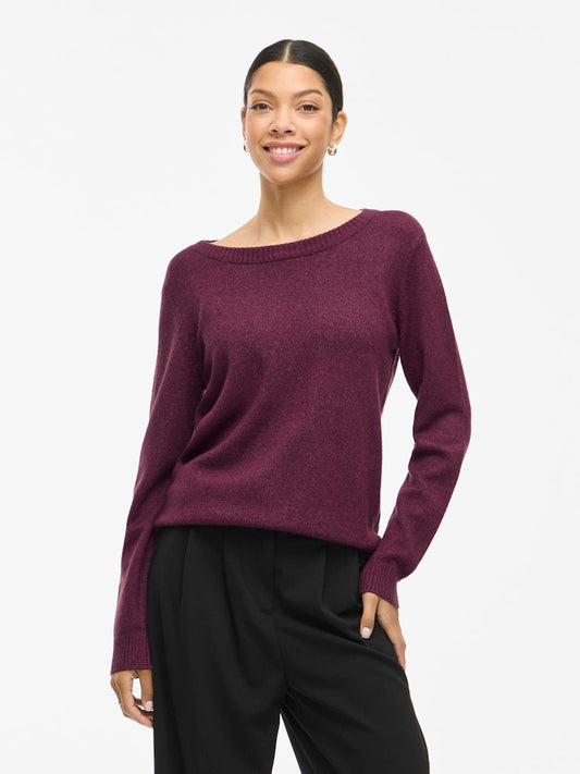VIRIL O-NECK L/S  KNIT TOP - Fig