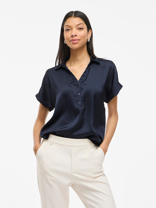 VIENNA RAVENNA S/S TOP - Navy Blazer