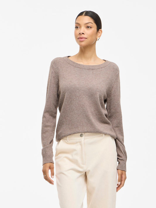 VIRIL O-NECK L/S  KNIT TOP - Falcon
