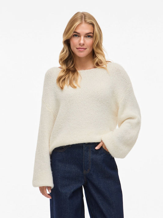 VIMARLEY L/S KNIT PULLOVER - Egret