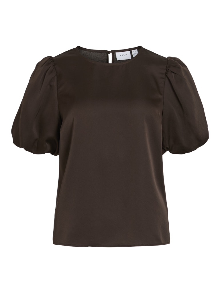 VIELLETTE 2/4 SATIN PUFF TOP - Coffee Bean