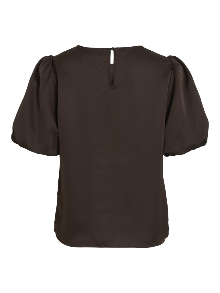 VIELLETTE 2/4 SATIN PUFF TOP - Coffee Bean