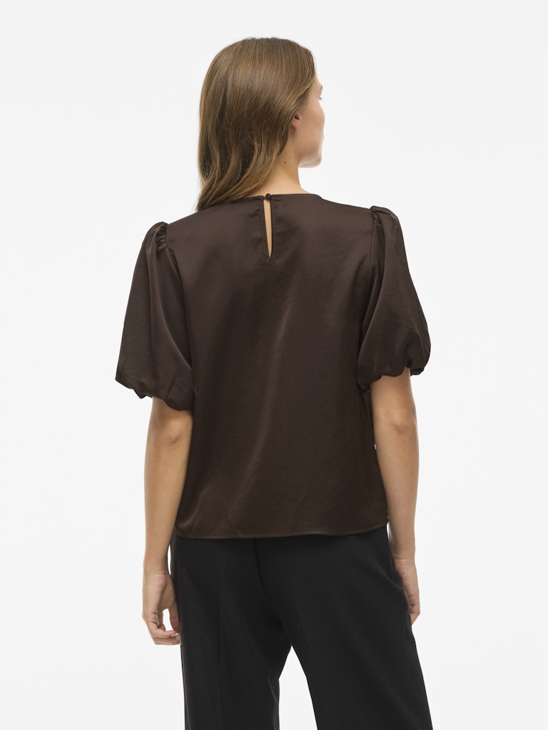 VIELLETTE 2/4 SATIN PUFF TOP - Coffee Bean