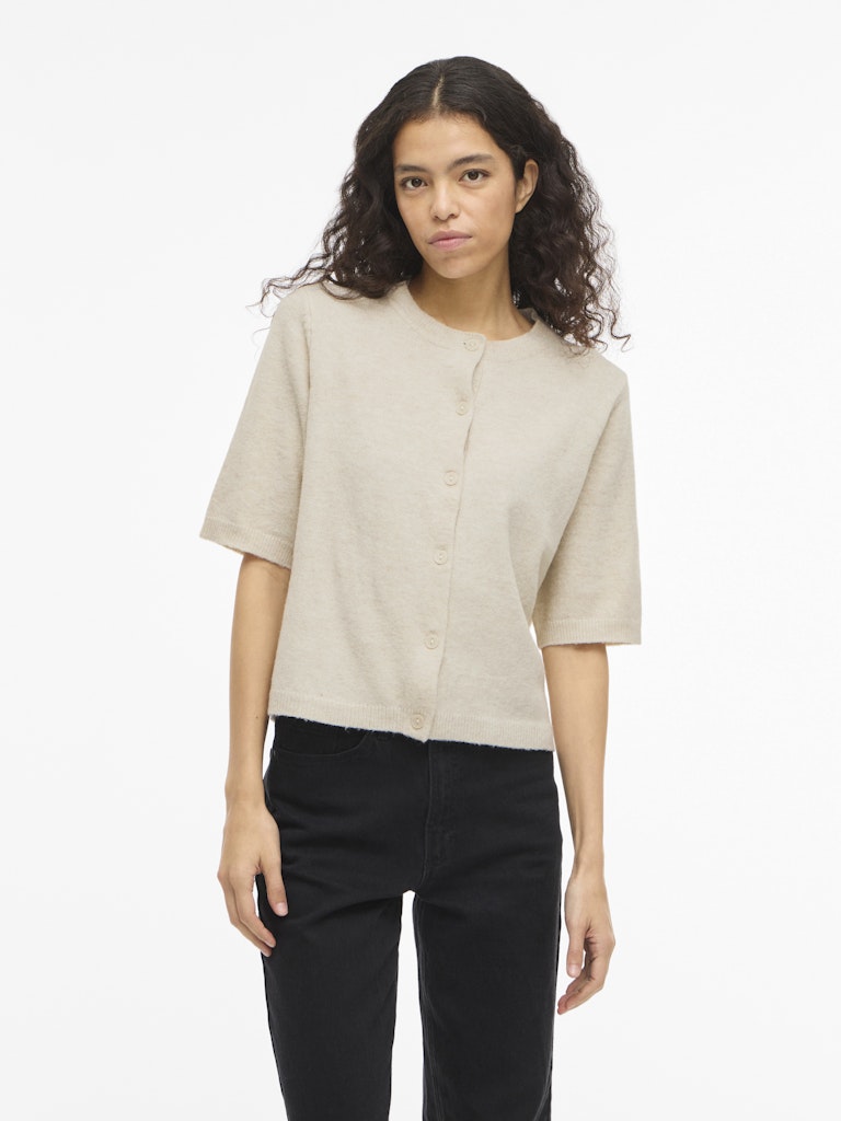 VILIGA 2/4 O-NECK KNIT CARDIGAN - Birch Melange