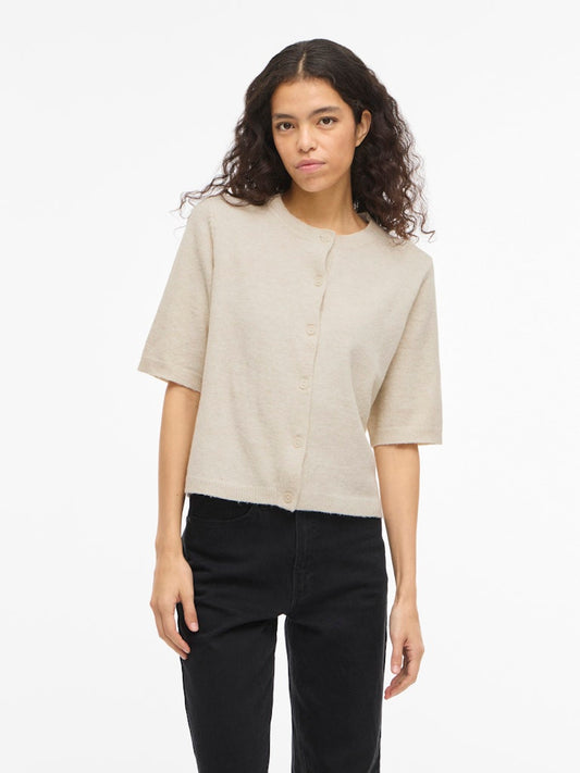 VILIGA 2/4 O-NECK KNIT CARDIGAN - Birch Melange