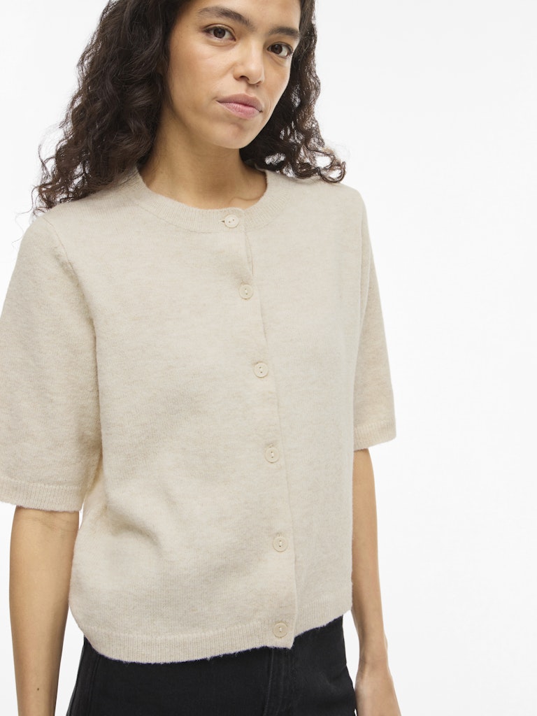 VILIGA 2/4 O-NECK KNIT CARDIGAN - Birch Melange