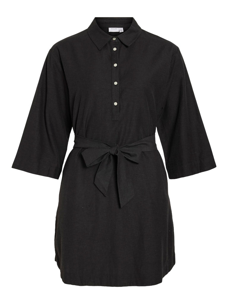 VIPRISILLA 3/4 LOOSE SHIRT DRESS - Black Beauty