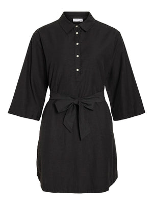 VIPRISILLA 3/4 LOOSE SHIRT DRESS - Black Beauty