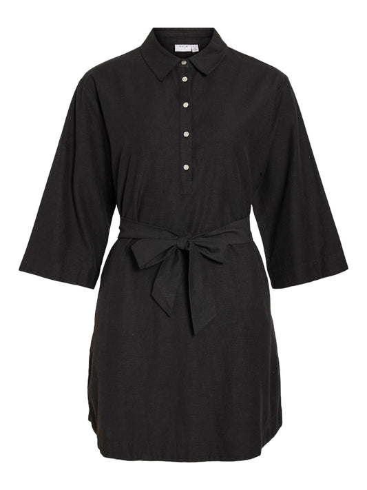 VIPRISILLA 3/4 LOOSE SHIRT DRESS - Black Beauty