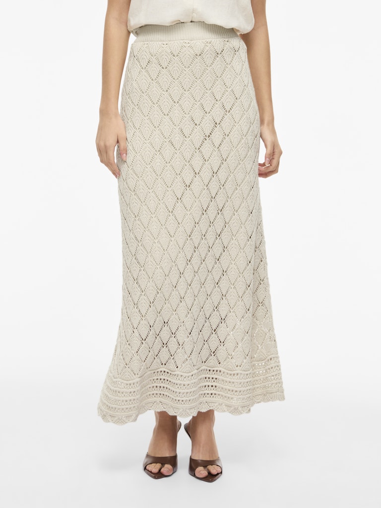 VIEVIE HW ANKLE A-LINE KNIT SKIRT - Birch