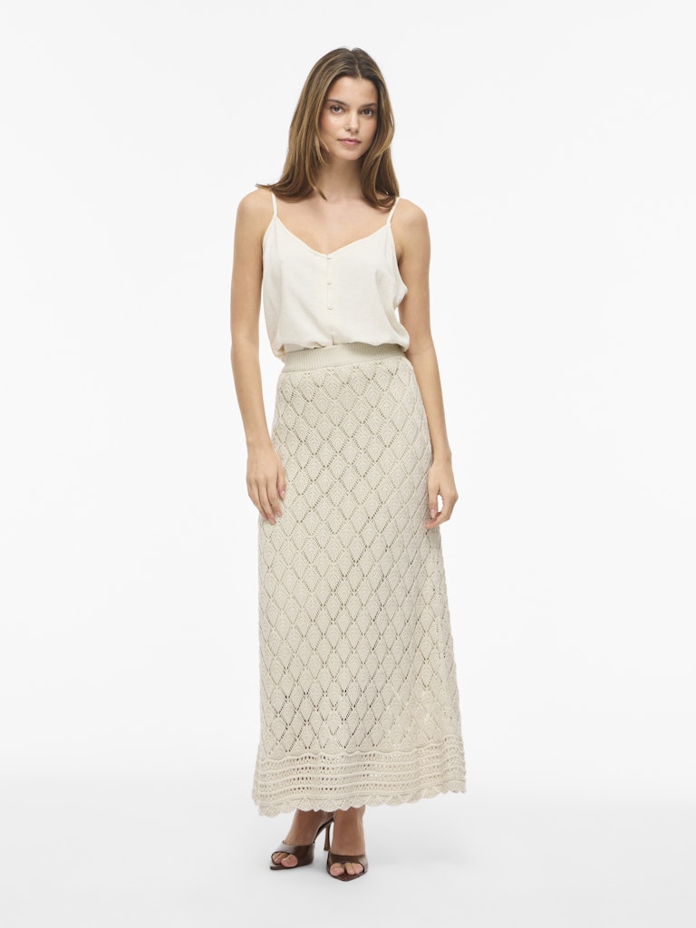 VIEVIE HW ANKLE A-LINE KNIT SKIRT - Birch
