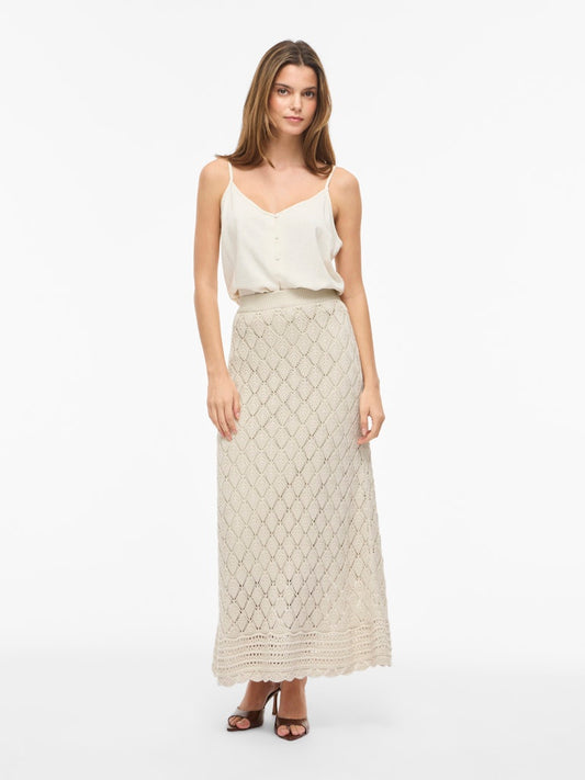VIEVIE HW ANKLE A-LINE KNIT SKIRT - Birch
