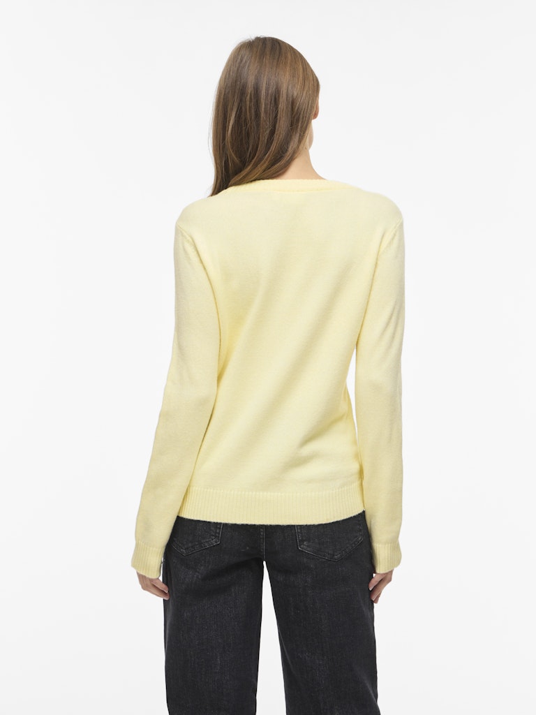 VIRIL O-NECK L/S  KNIT TOP - Pastel Yellow