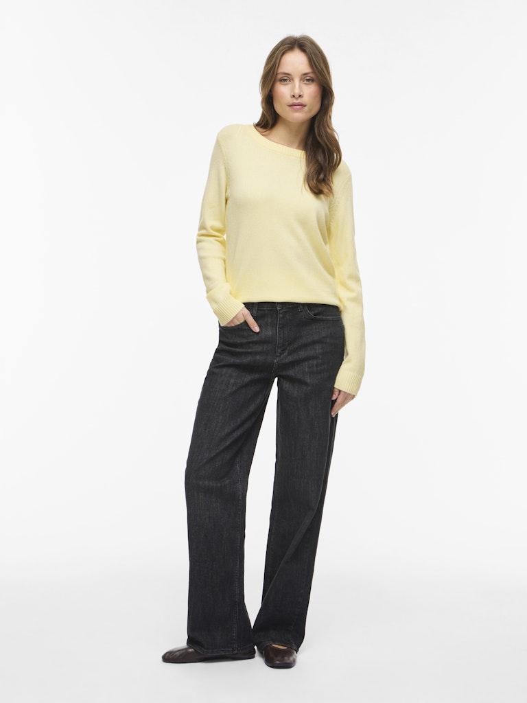 VIRIL O-NECK L/S  KNIT TOP - Pastel Yellow