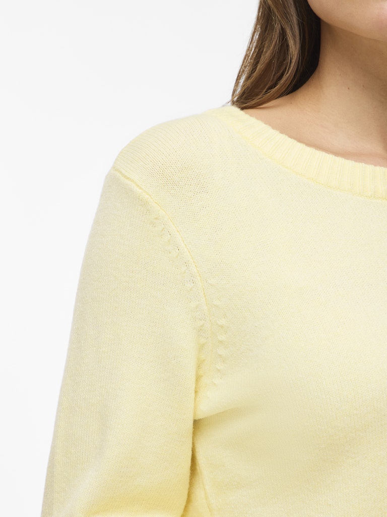 VIRIL O-NECK L/S  KNIT TOP - Pastel Yellow