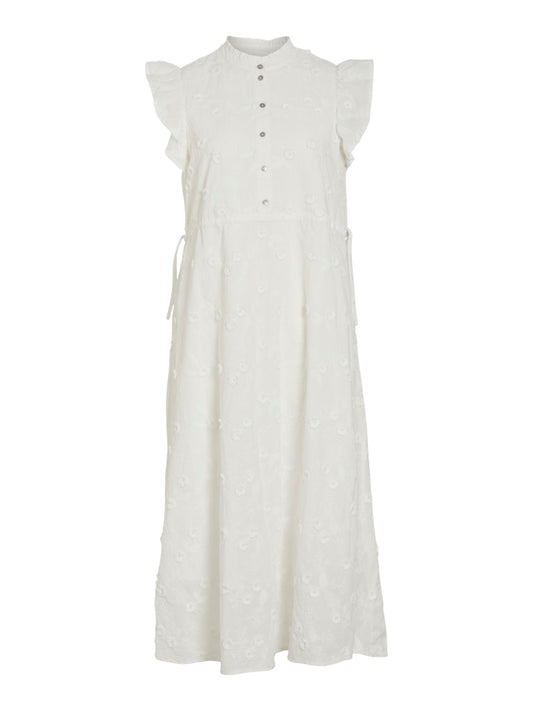 VISIMONE O-NECK S/L MIDI DRESS - Snow White
