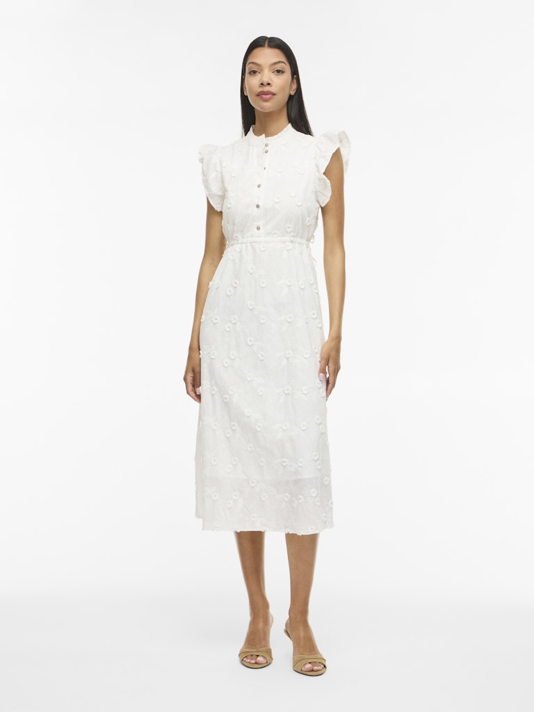 VISIMONE O-NECK S/L MIDI DRESS - Snow White