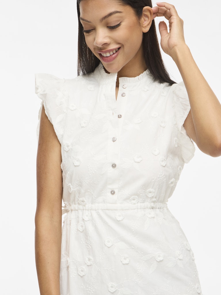 VISIMONE O-NECK S/L MIDI DRESS - Snow White
