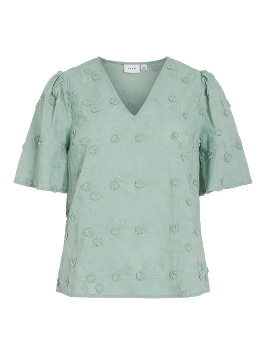 VISIMONE V-NECK 2/4 TOP - Blue Surf