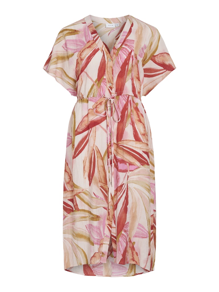 VILIMIA PRI V-NECK S/S MIDI DRESS - Fiji Flower