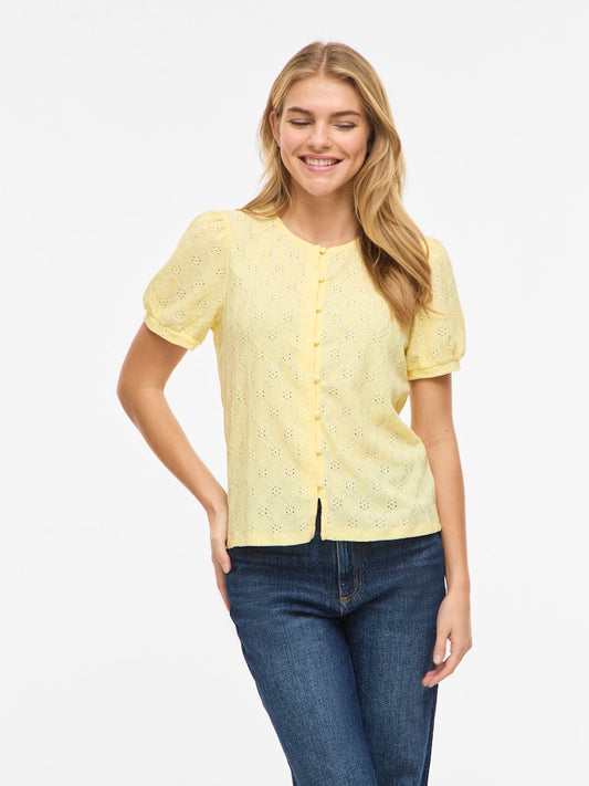 VIASTA O-NECK S/S SHIRT - Pastel Yellow