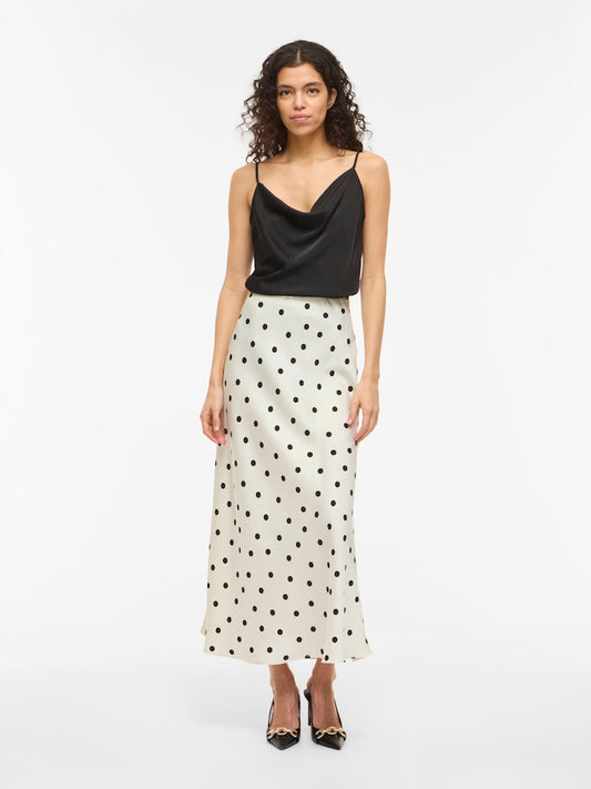 VITWINKLE HW MIDI SKIRT - Birch/Black Dots