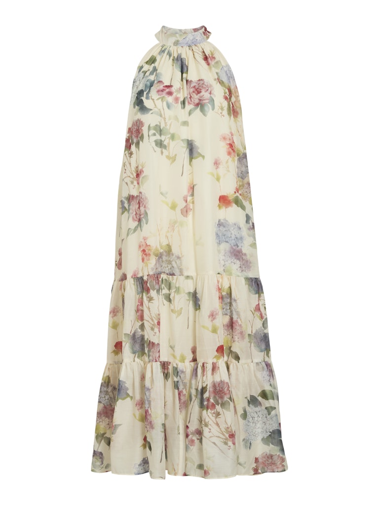 VINIA S/L HALTERNECK MIDI DRESS - Birch/Flowers