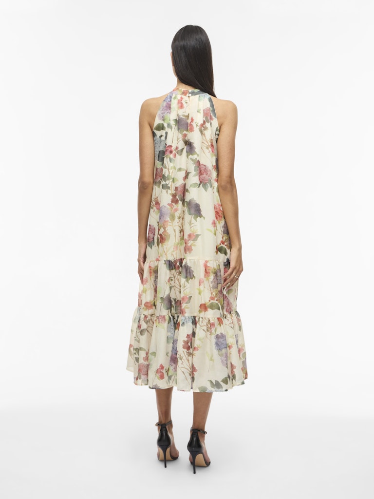 VINIA S/L HALTERNECK MIDI DRESS - Birch/Flowers