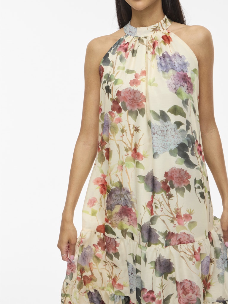 VINIA S/L HALTERNECK MIDI DRESS - Birch/Flowers