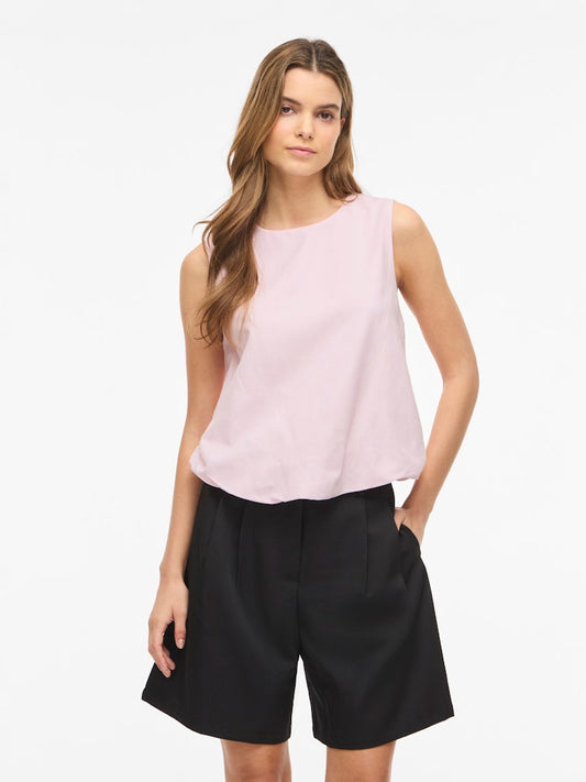 VIPRISILLA O-NECK S/L BALLOON TOP - Cherry Blossom