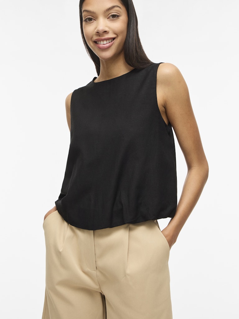 VIPRISILLA O-NECK S/L BALLOON TOP- Black Beauty