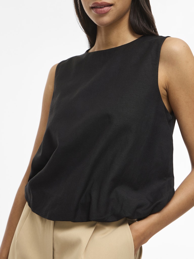 VIPRISILLA O-NECK S/L BALLOON TOP- Black Beauty