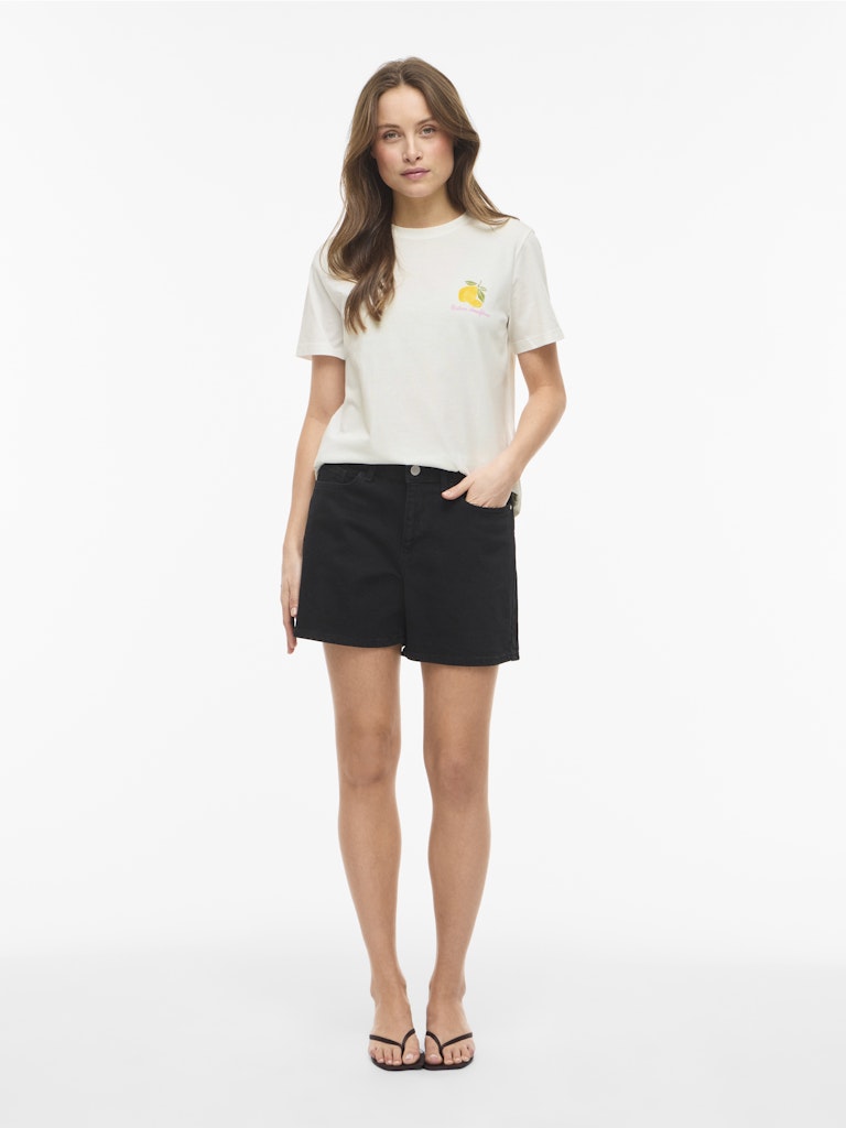 VISYBILLA O-NECK S/S LEMON TOP - Snow White/Lemon Fiji Flower